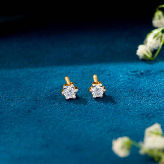 Jewel Dot Yellow Gold Kids Earring For Kid