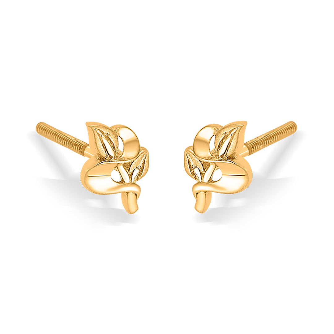 flower finesse yellow gold kids earring