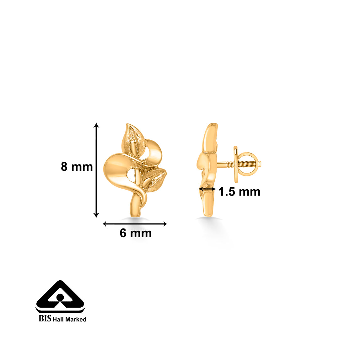 flower finesse yellow gold kids earring