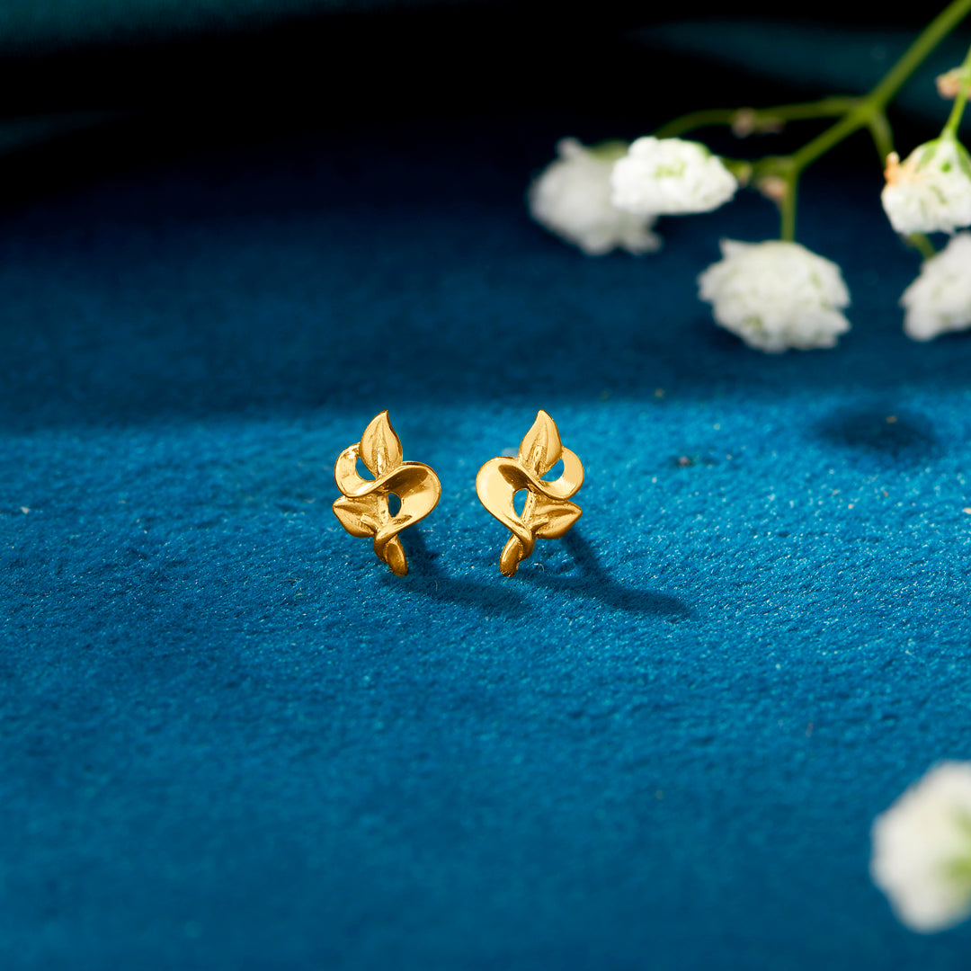 flower finesse yellow gold kids earring