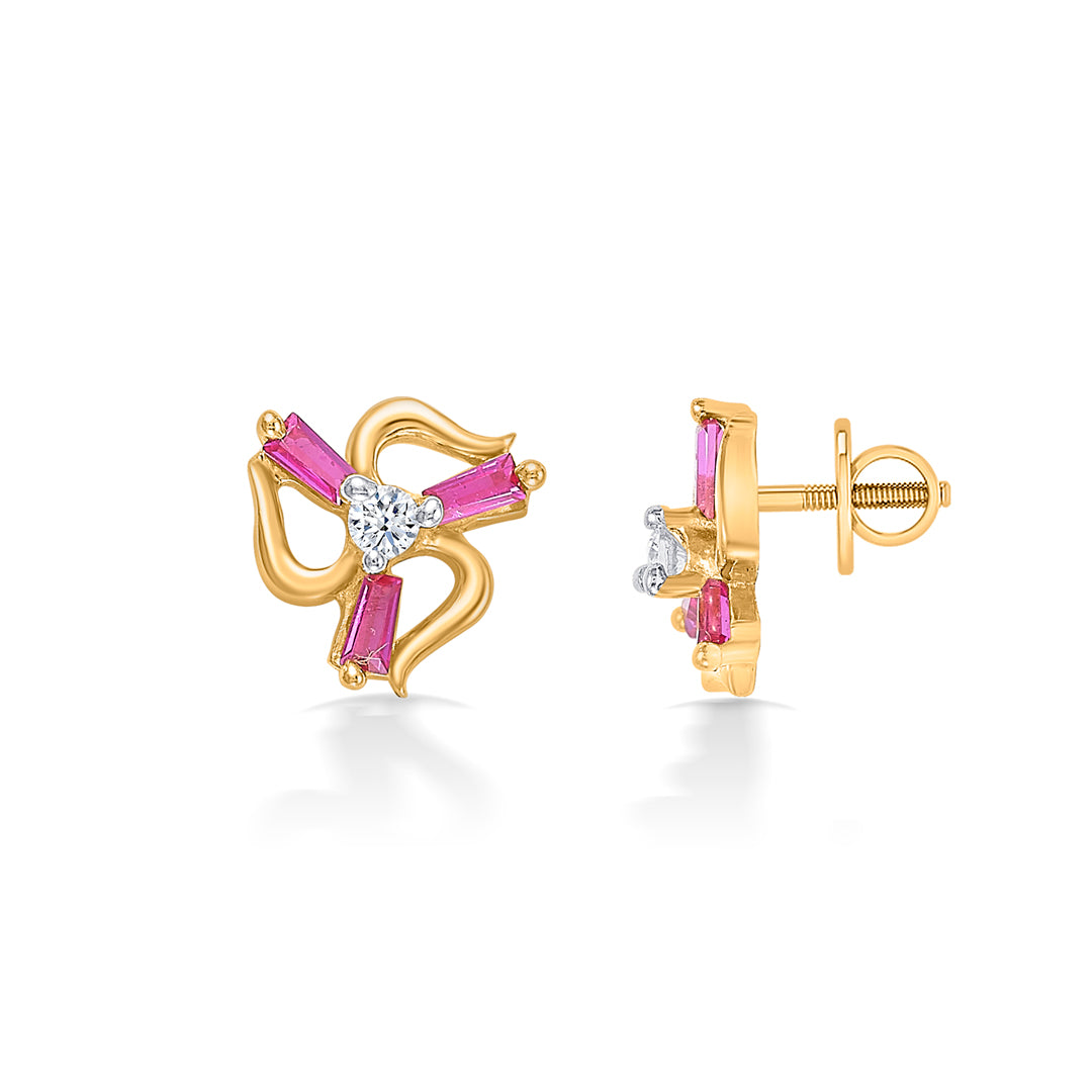 blossom beams yellow gold kids earring