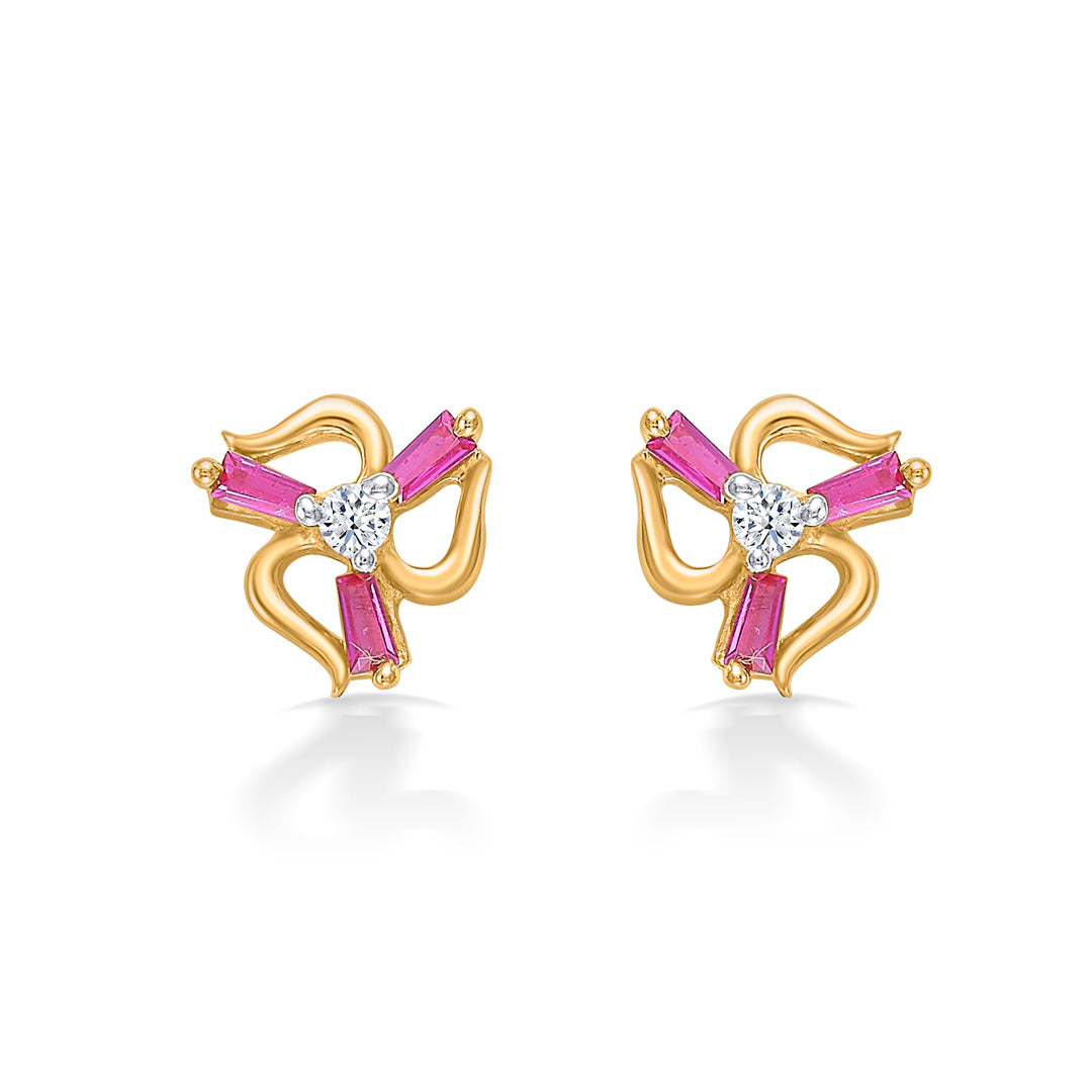 blossom beams yellow gold kids earring