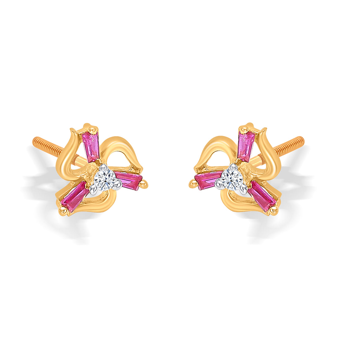 blossom beams yellow gold kids earring