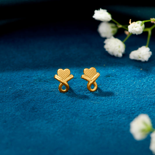 Mini Heart Yellow Gold Kids Earring For Kid