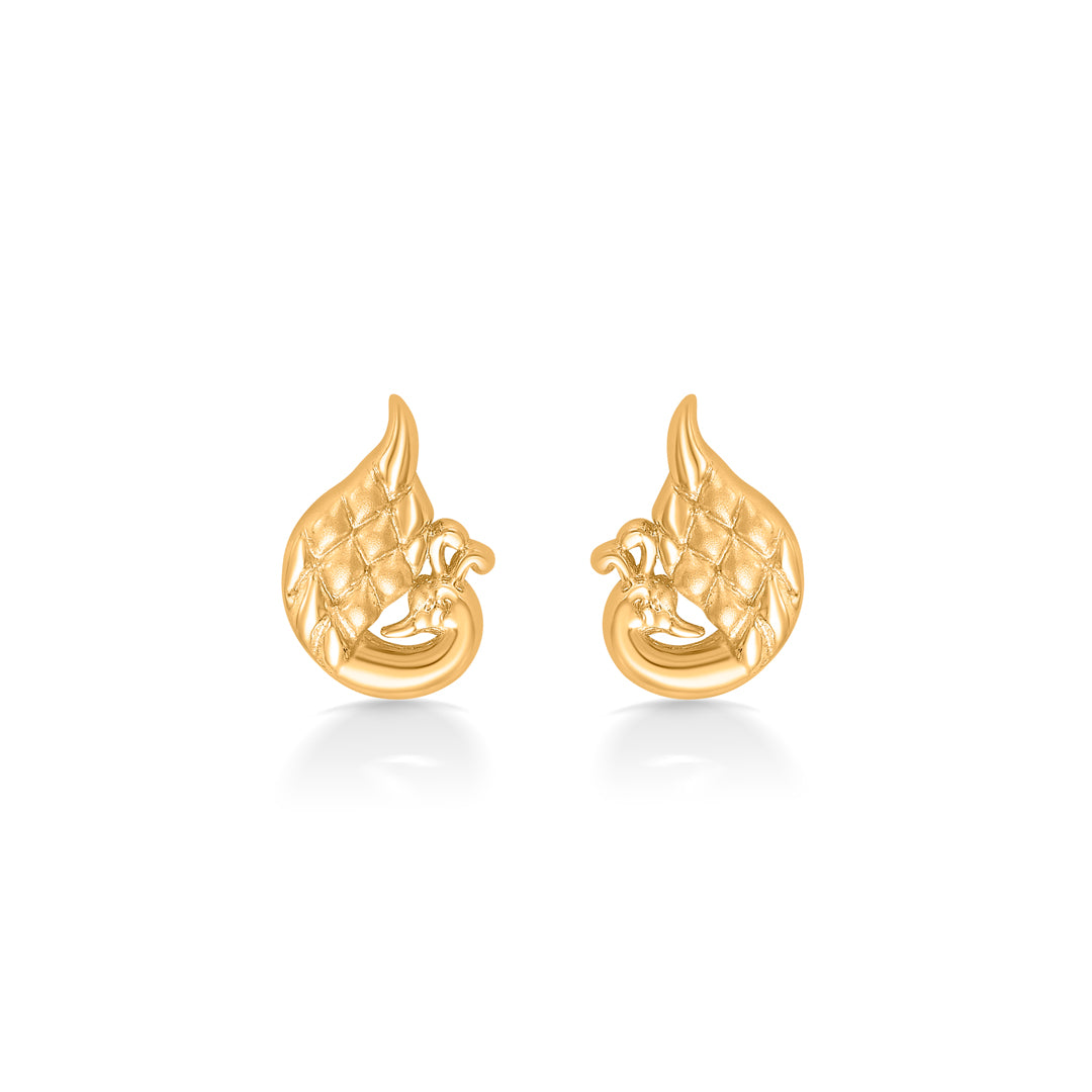 Peacock Yellow Gold Kids Earring