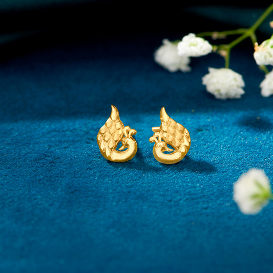 Peacock Yellow Gold Kids Earring For Kid
