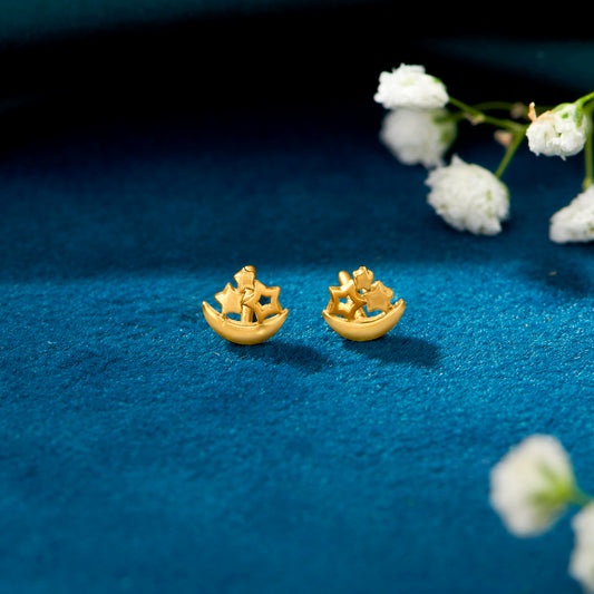 Little Stars Yellow Gold Kids Earring For Kids