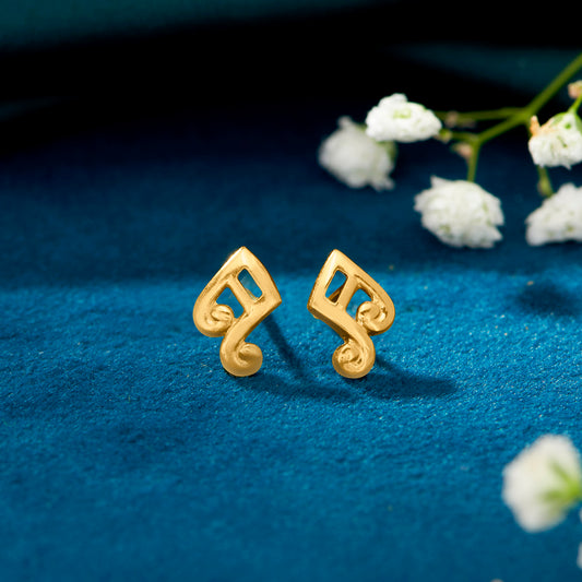 Melody Notes Yellow Gold Kids Earring For Kids