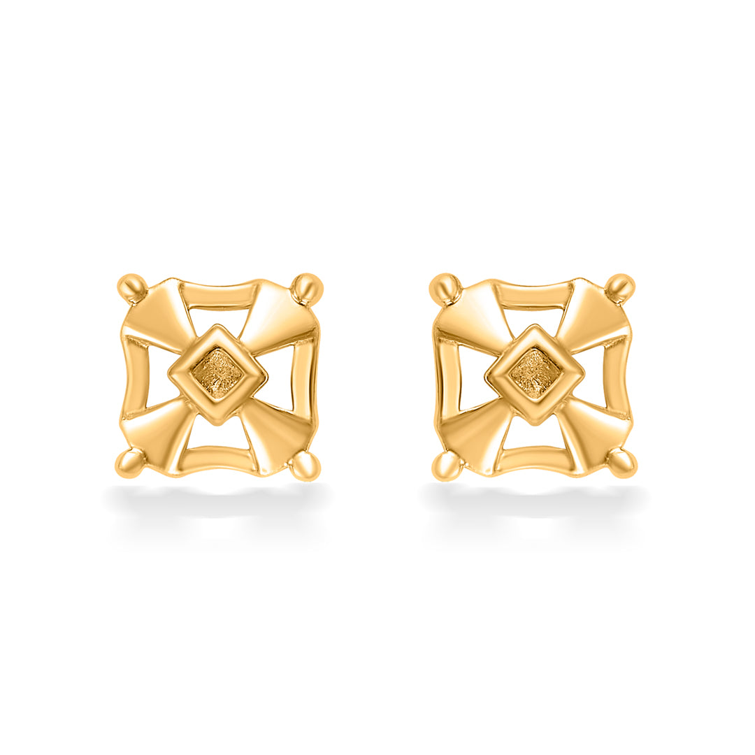 Sleek Rectangle Yellow Gold Kids Earring