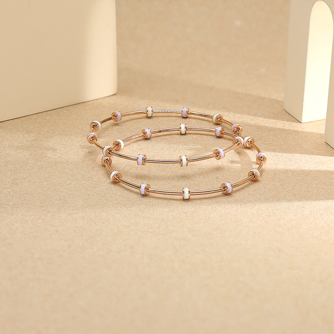 Barrel Blush Gold Bangles for Her