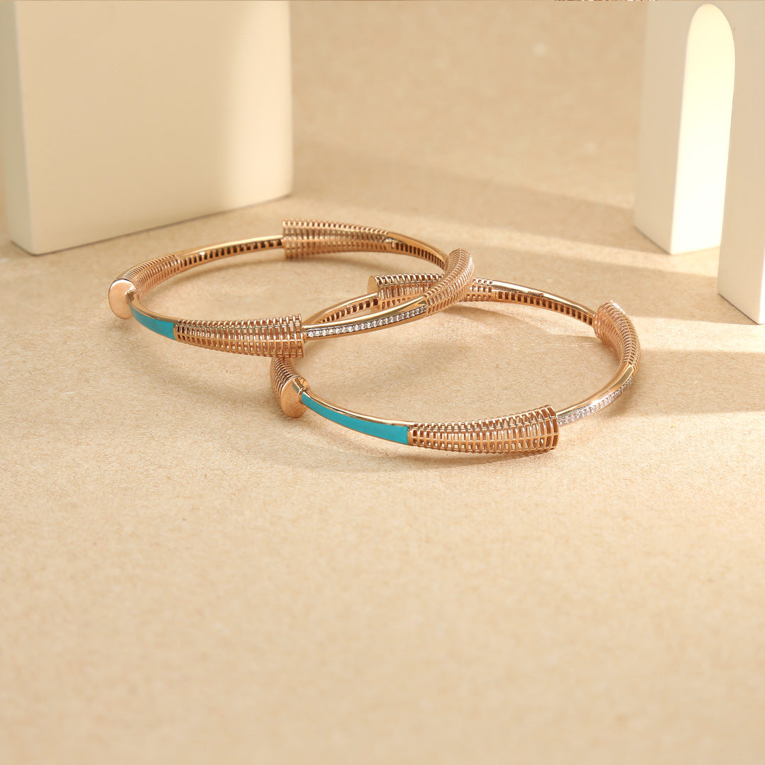 Blue Streak Gold Bangles for Her