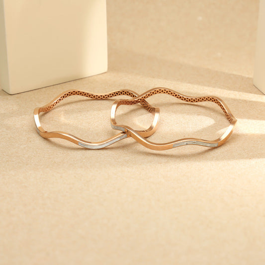 Wave Lux Gold Bangles for Her