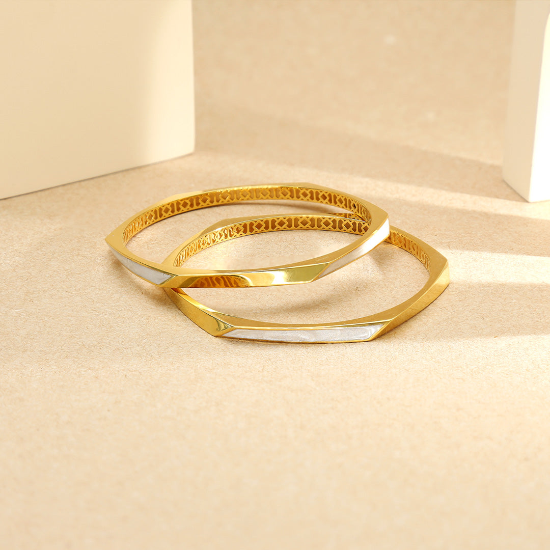 Shine Stripe Gold Bangles for Her