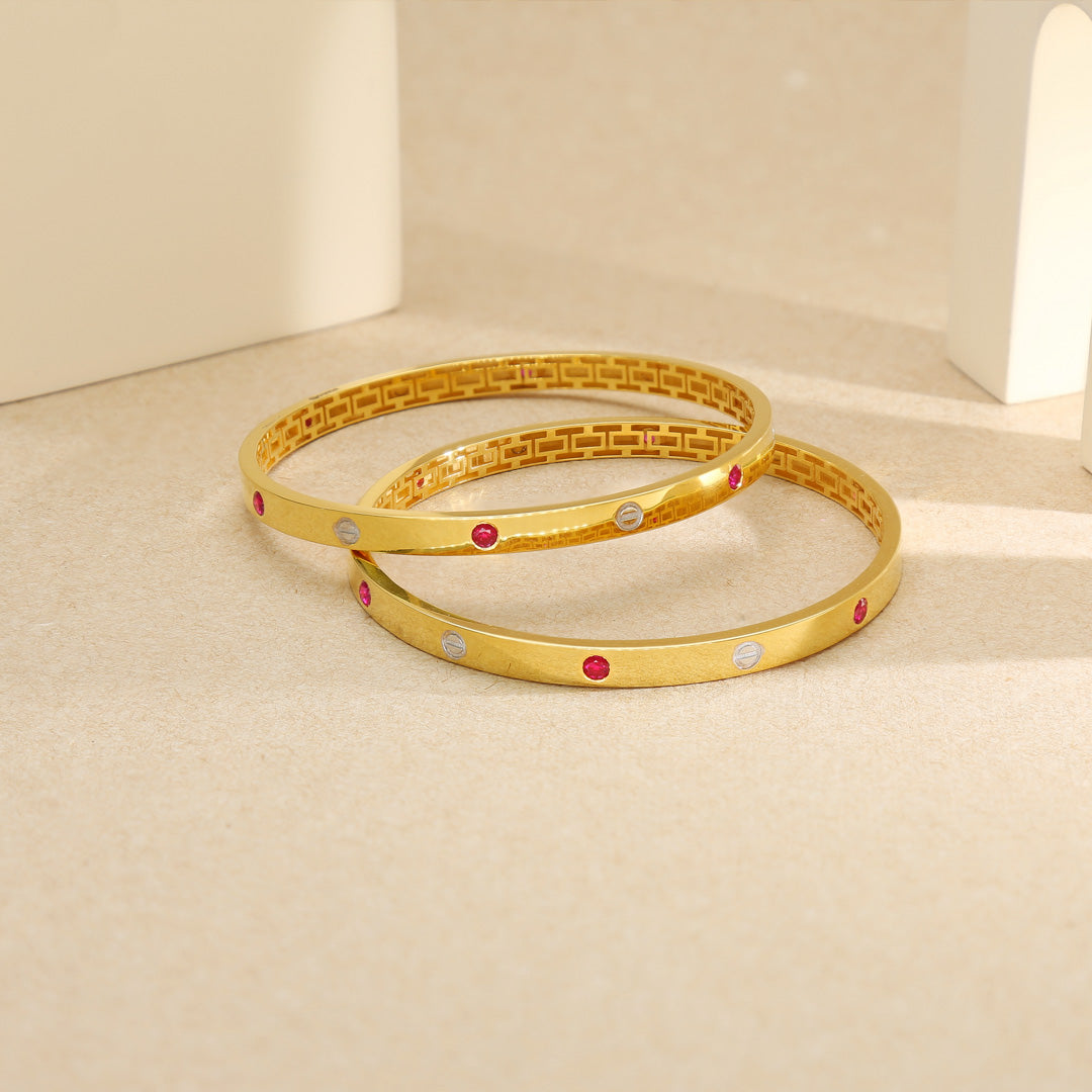 blush band gold bangles for her