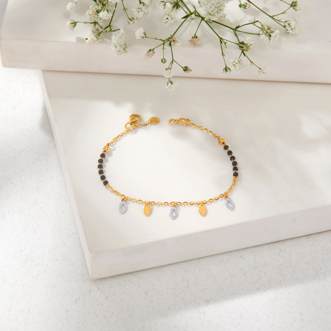 Mangalam Charm Yellow Gold Flexible Bracelet for Women