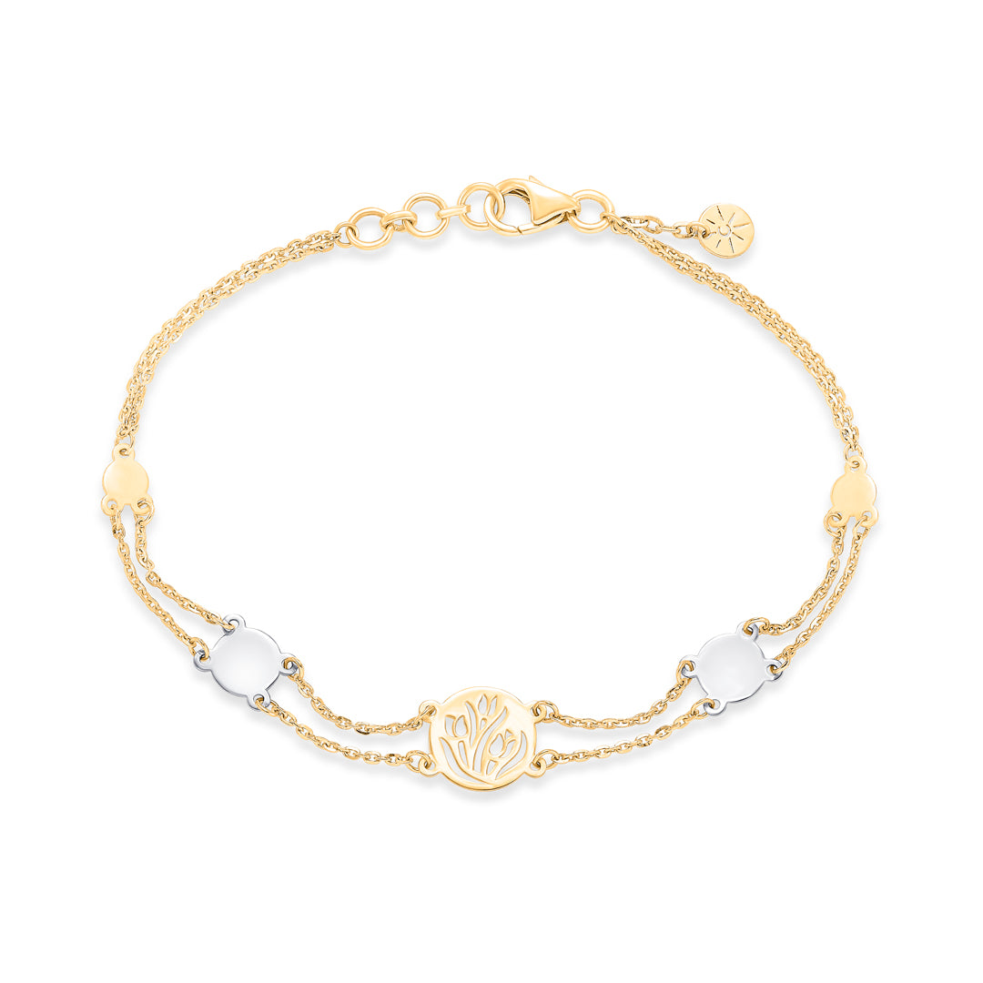 Zen Circle Yellow Gold Flexible Bracelet for Women