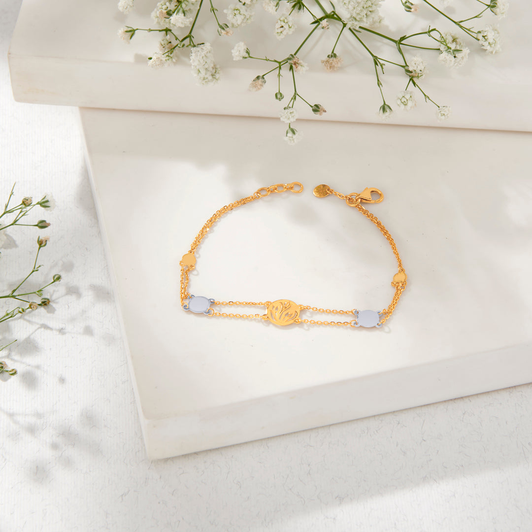 Zen Circle Yellow Gold Flexible Bracelet for Women