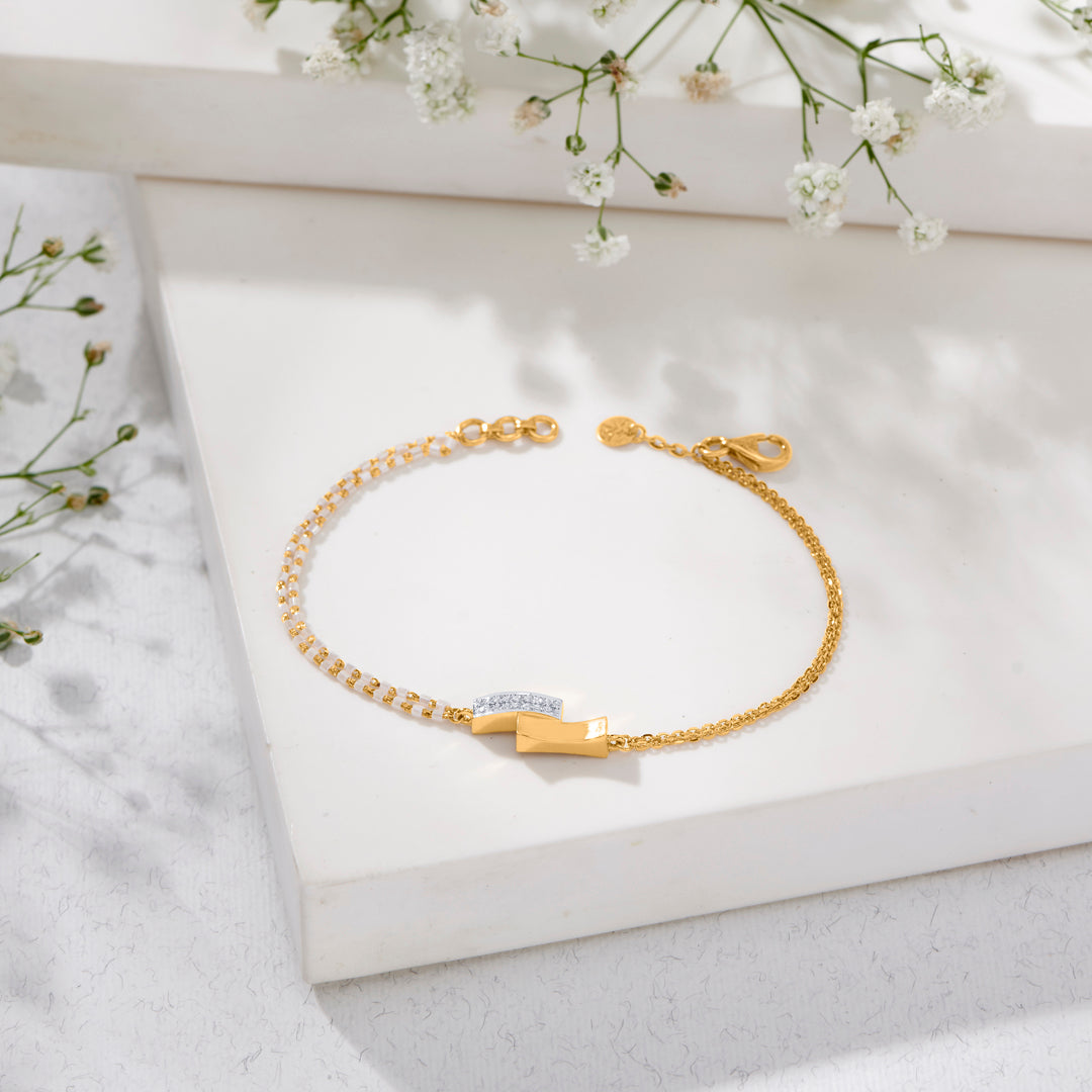 Gilded Duo Yellow Gold Flexible Bracelet for Women