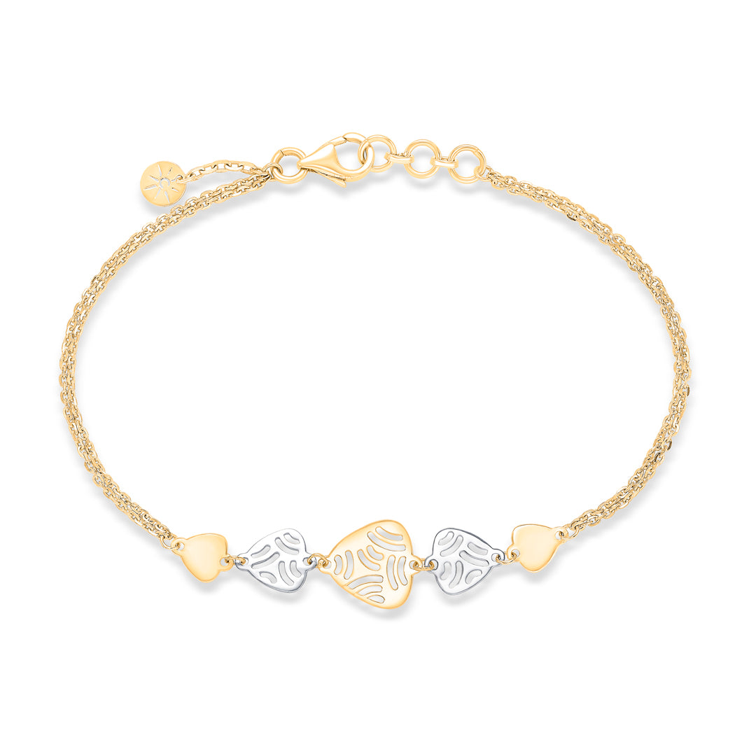 Floral Glide Yellow Gold Flexible Bracelet for Women