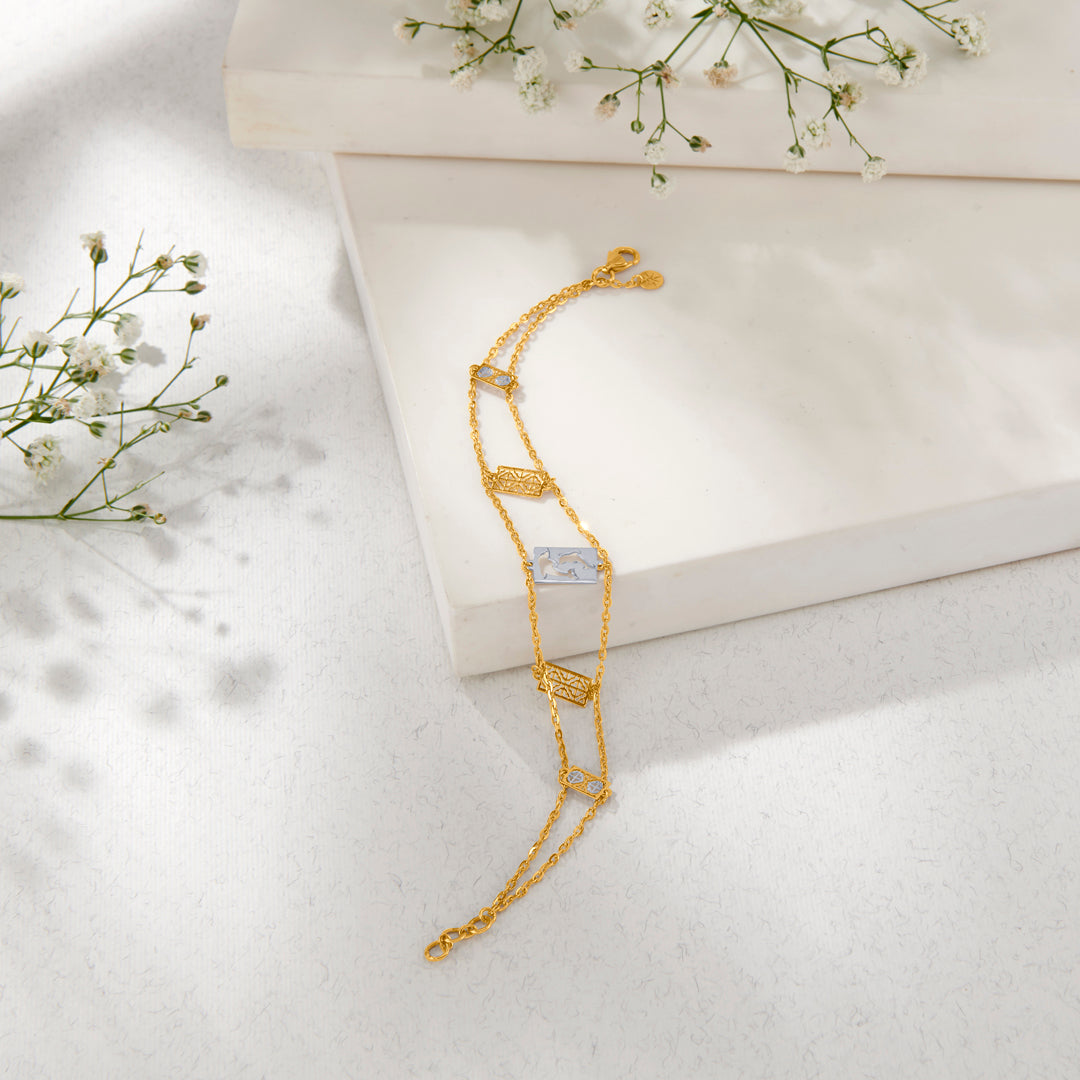 charm mosaic gold flexible bracelet