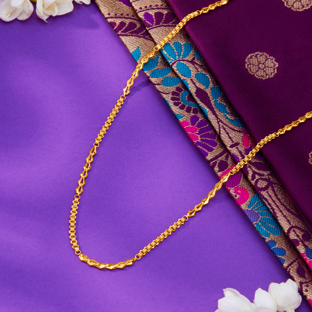 Artful Minimalism Yellow Gold Chain For Unisex