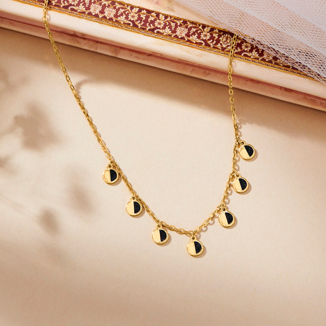 lunar drops modern gold necklace