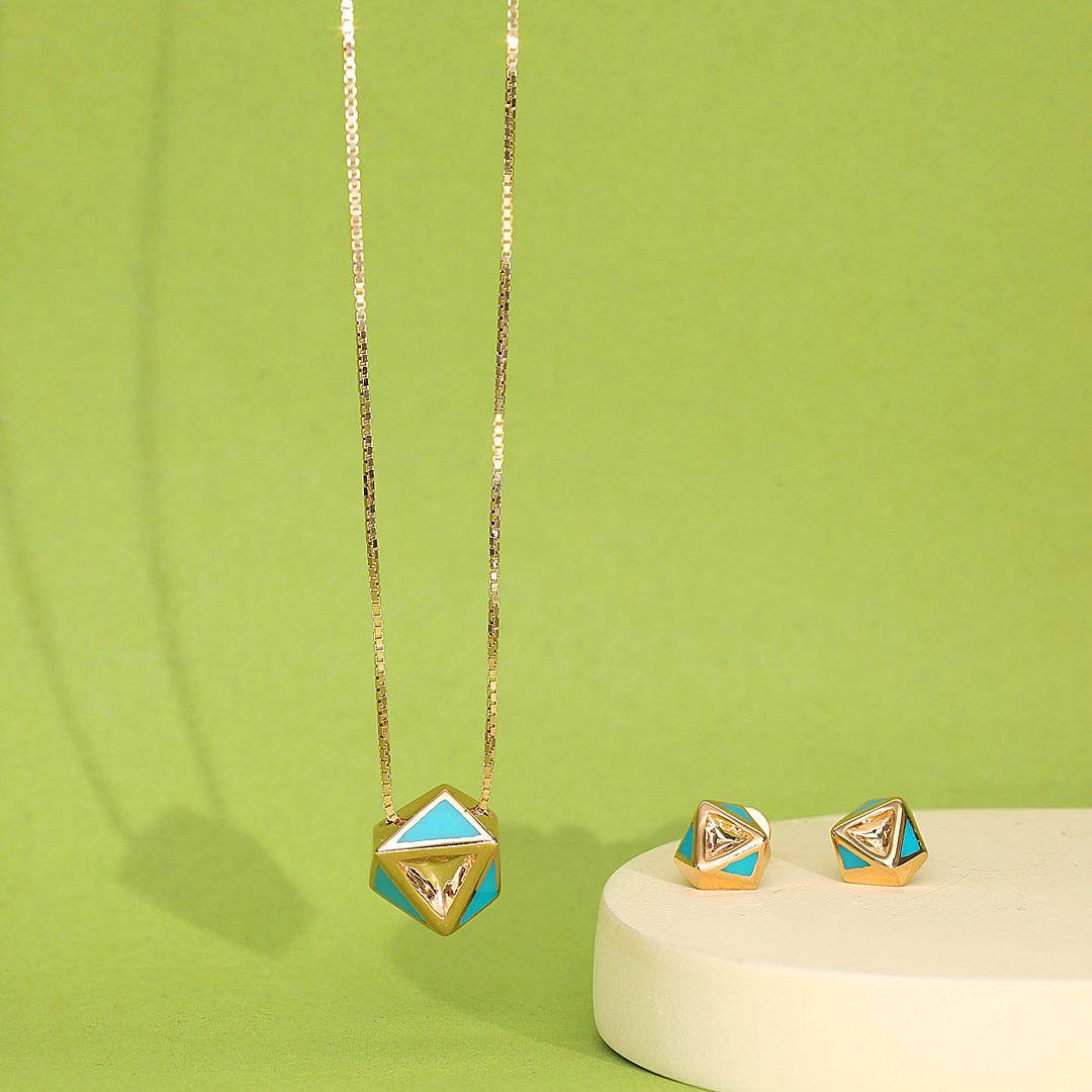 geo hex  gold necklace for her