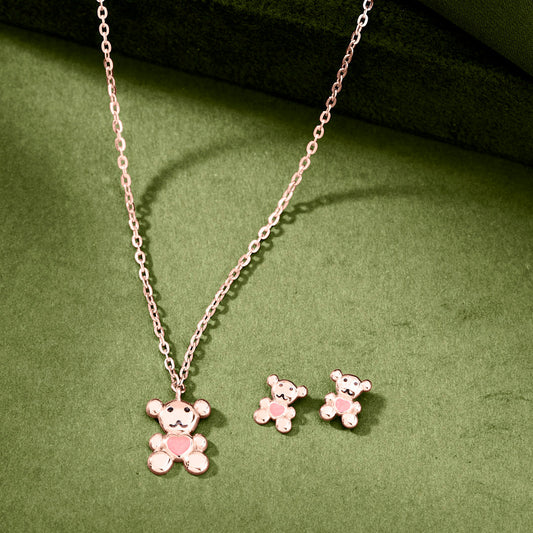 Cute Teddy Gold Necklace Kids