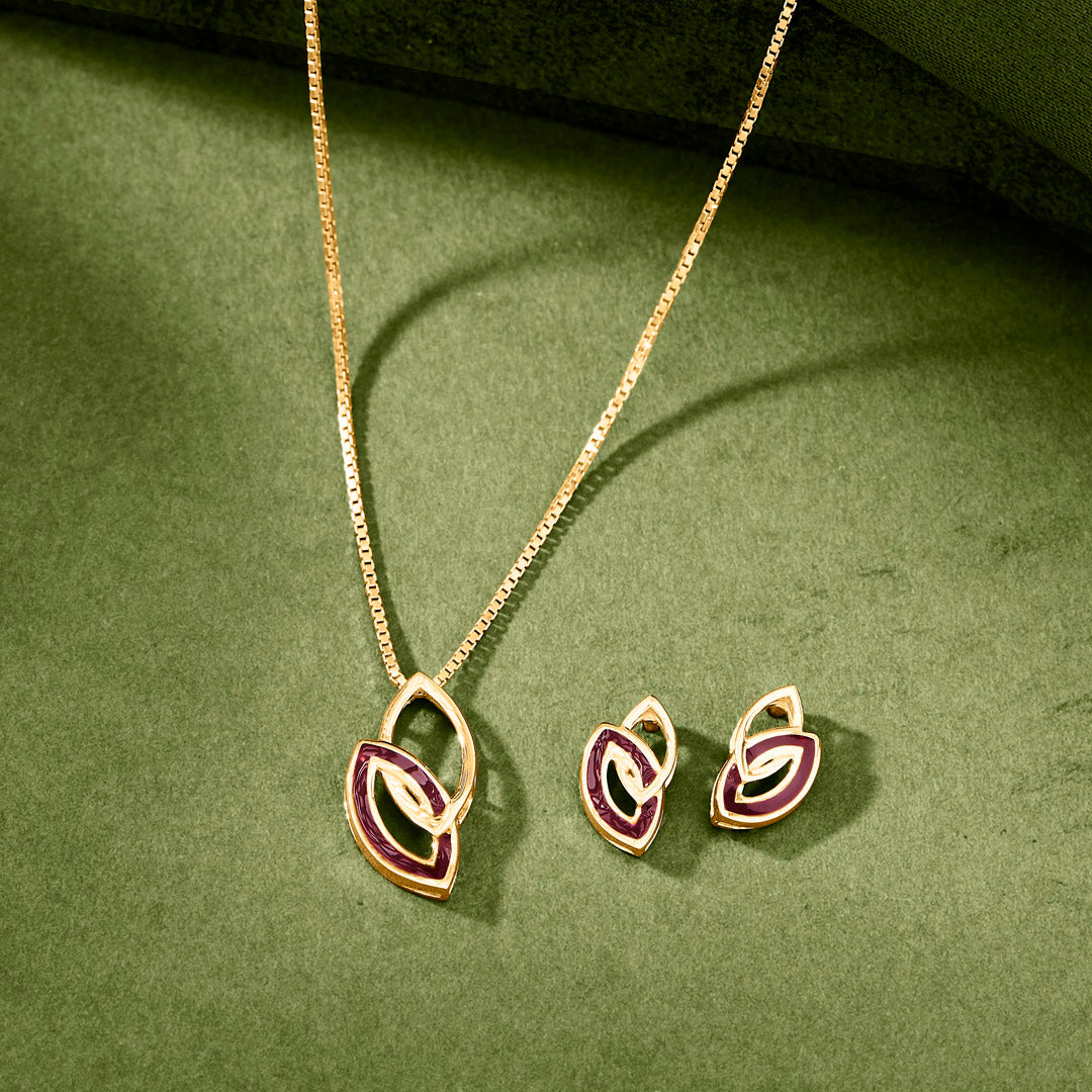intertwined lilac gold necklace set