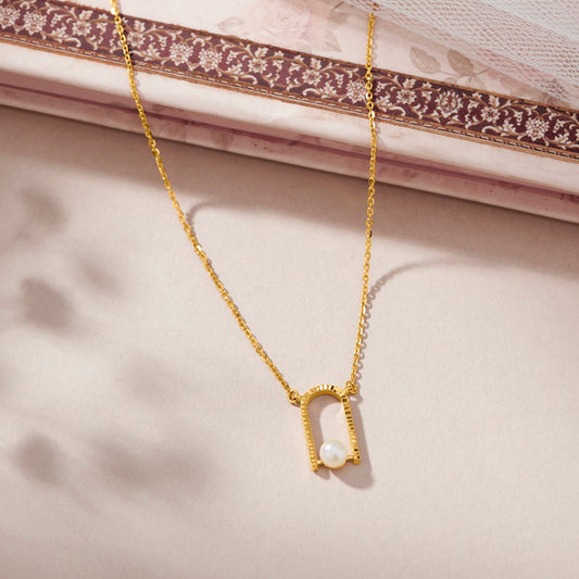Minimalist Pearl Modern Gold Necklace