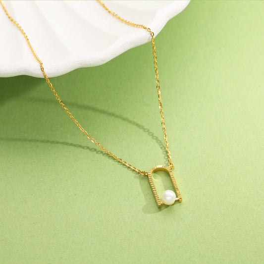 Minimalist Pearl Modern Gold Necklace