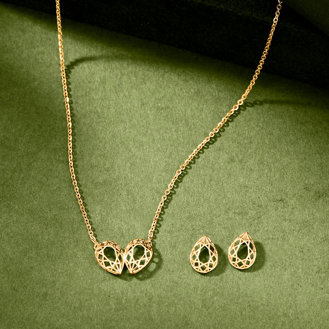 verdant lush gold necklace set