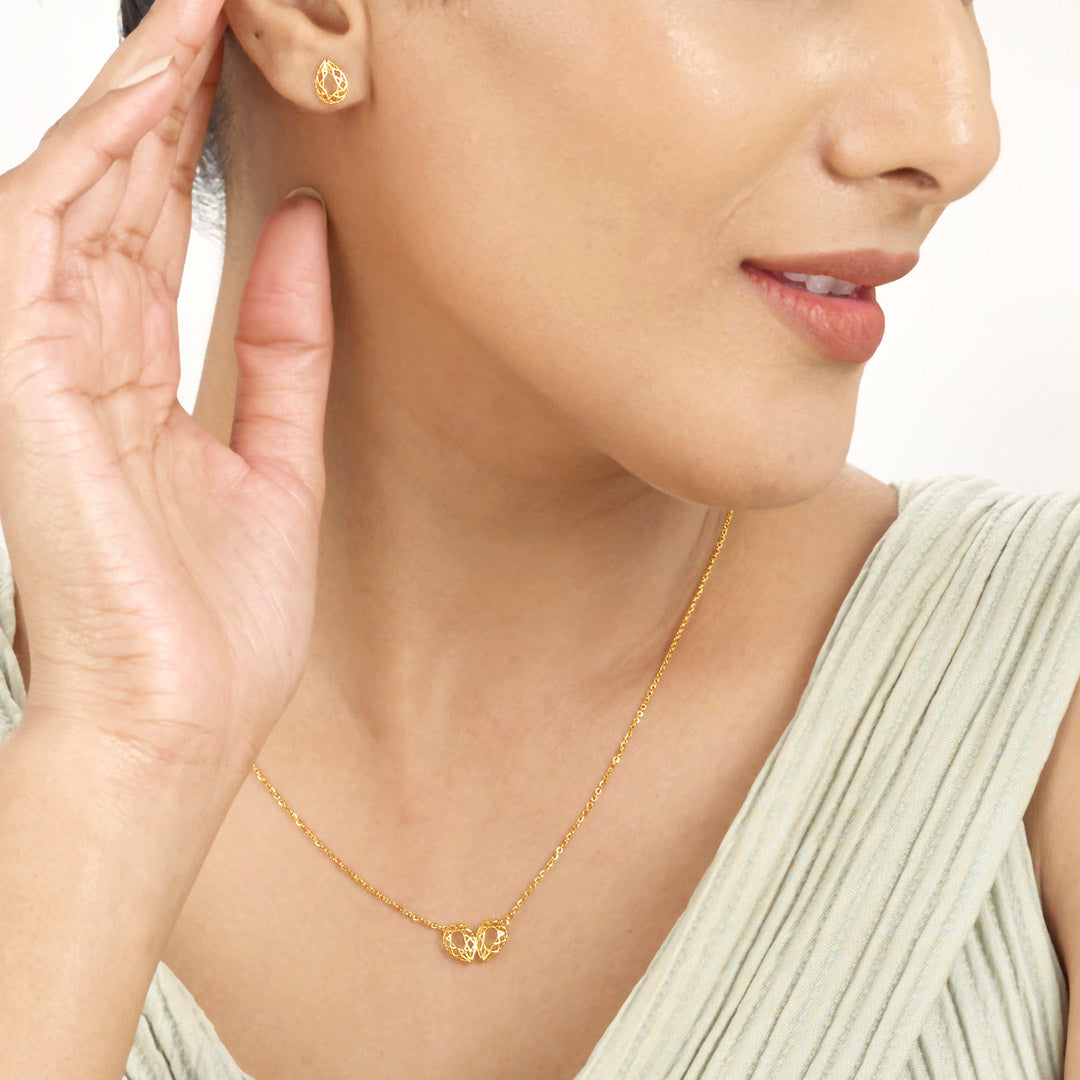 verdant lush gold necklace set