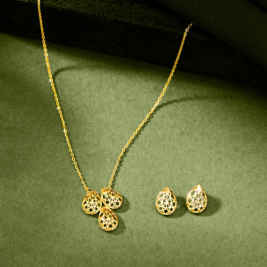 ornate intricacy gold necklace set