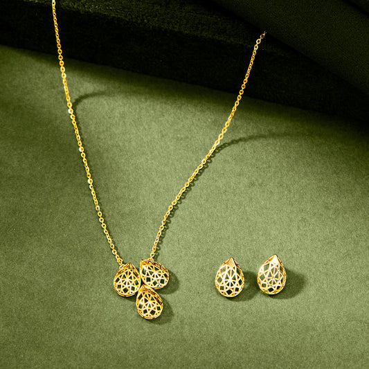 Ornate Intricacy Gold Necklace Set