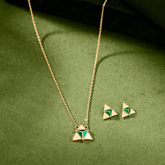 Teal Prism Gold Necklace Set