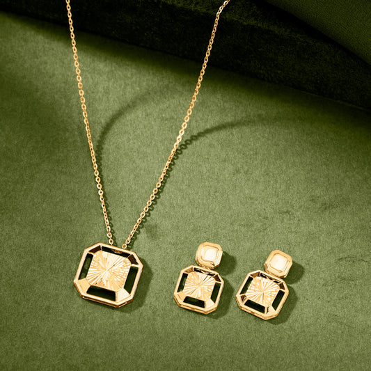 Square Design Gold Necklace Set