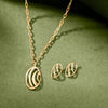 Crescent Ovals Gold Necklace Set