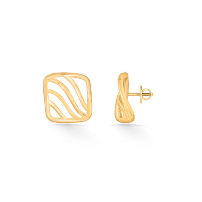 Wavey Square Gold Necklace Set