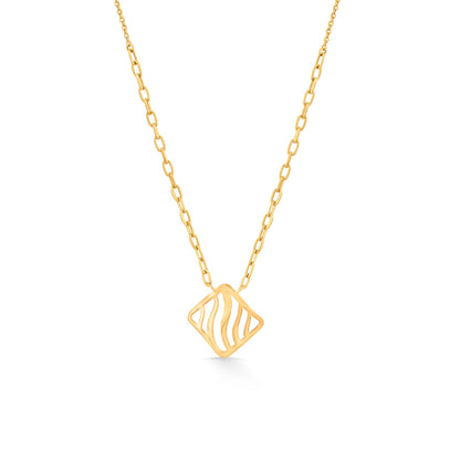 Wavey Square Gold Necklace Set