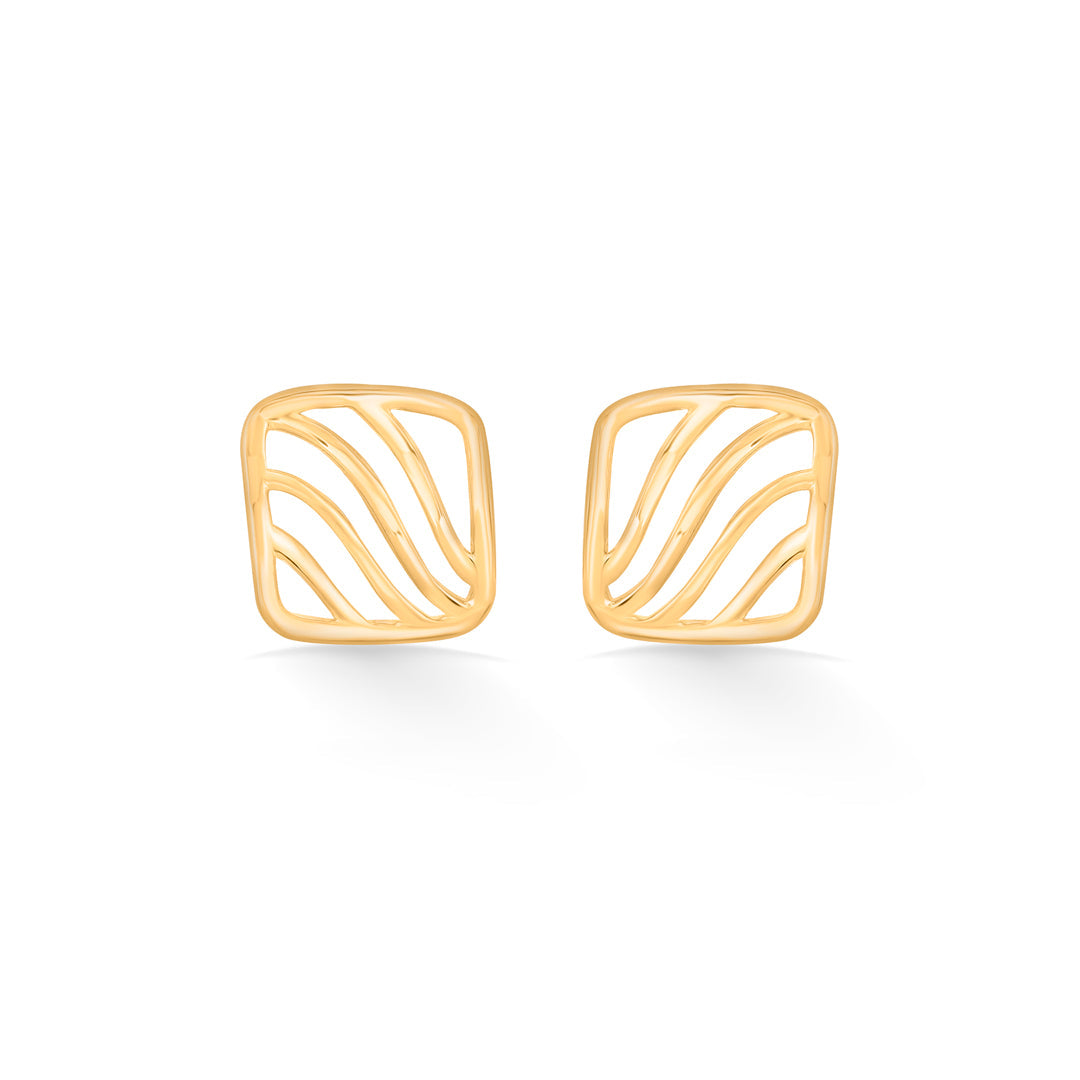 wavey square gold necklace set