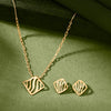 Wavey Square Gold Necklace Set
