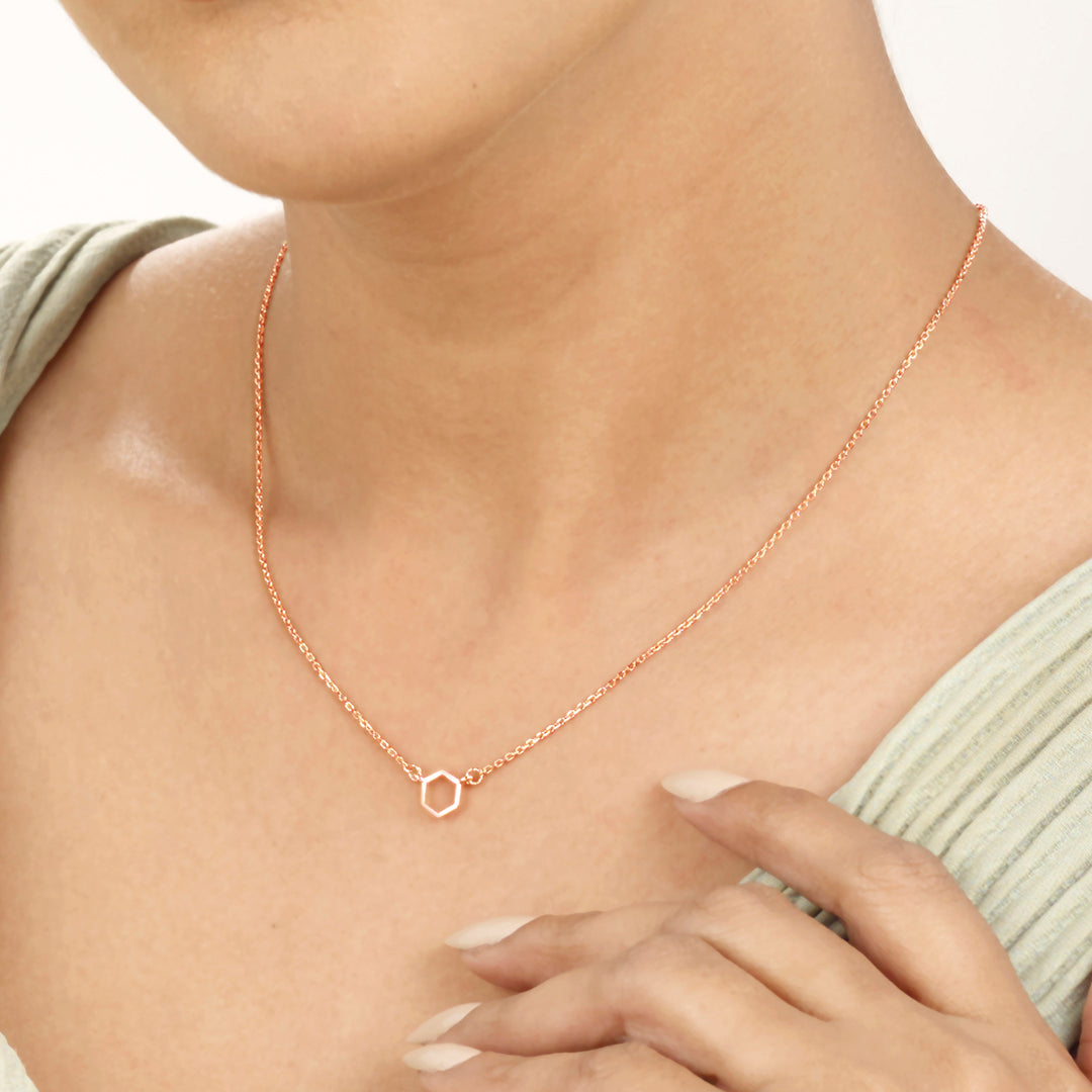 minimal hive modern gold necklace