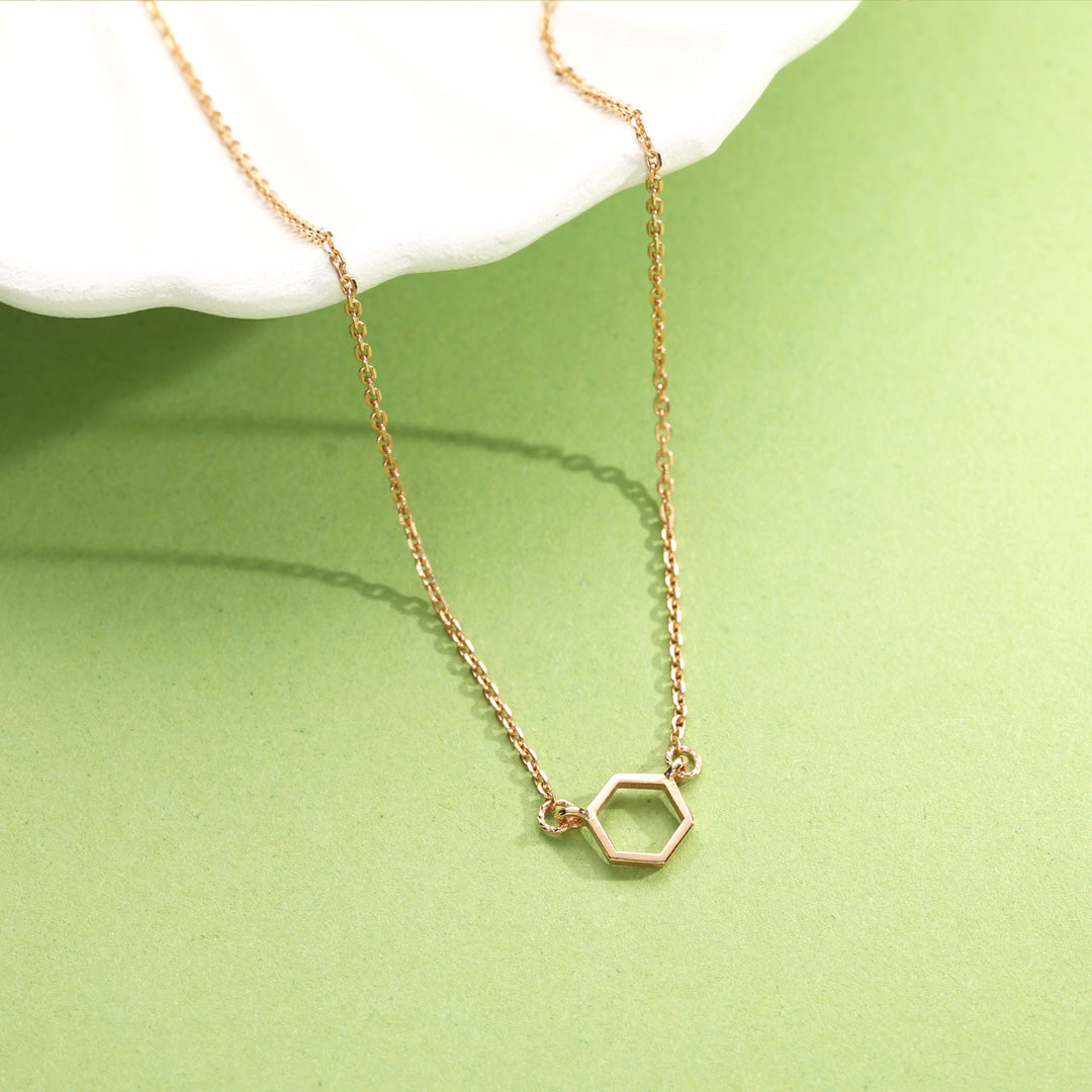 minimal hive modern gold necklace