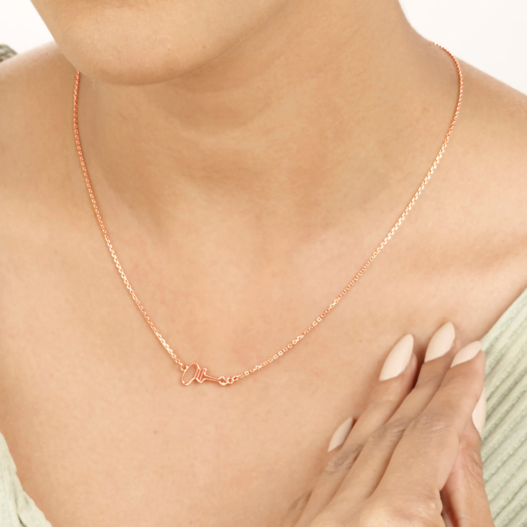 heart unlock modern gold necklace