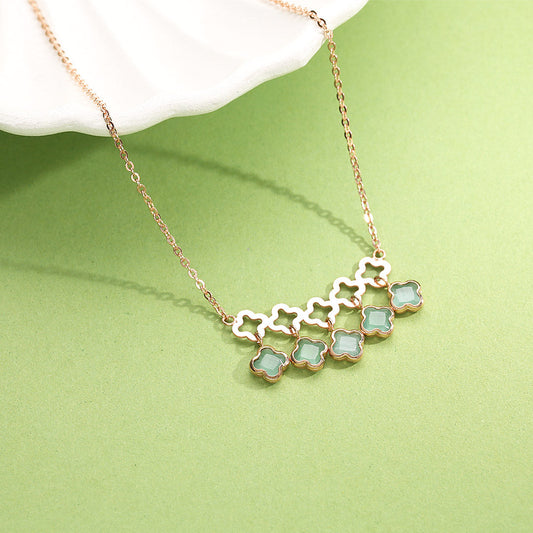 Aqua Bloom Cascade Modern Gold Necklace