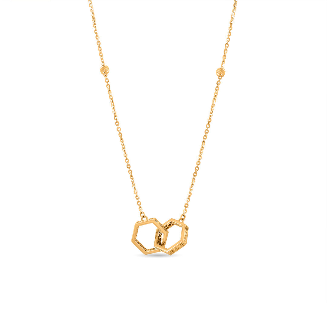 Interlinked Hexa Modern Gold Necklace