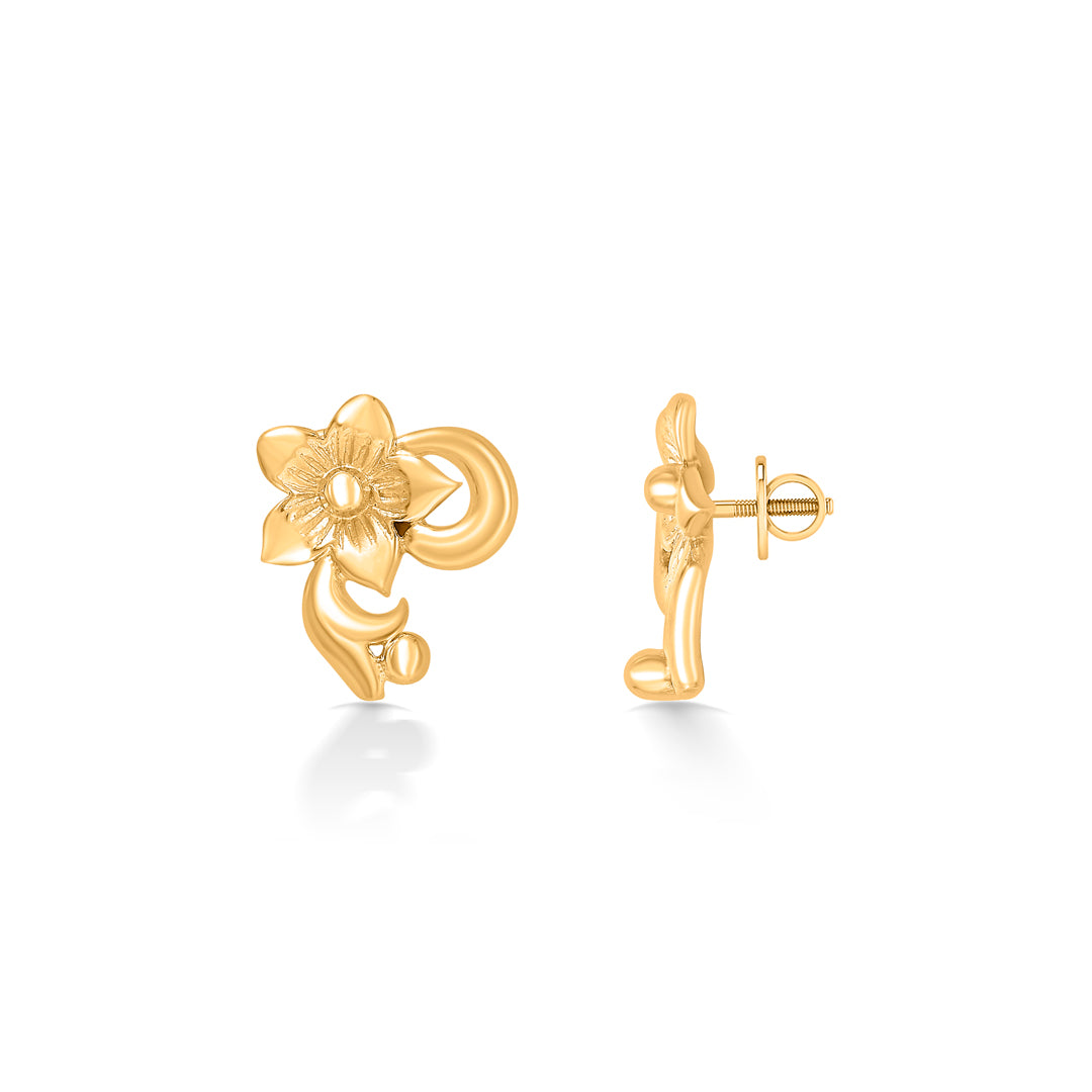floral 22 karat (916) yellow gold stud earring for women