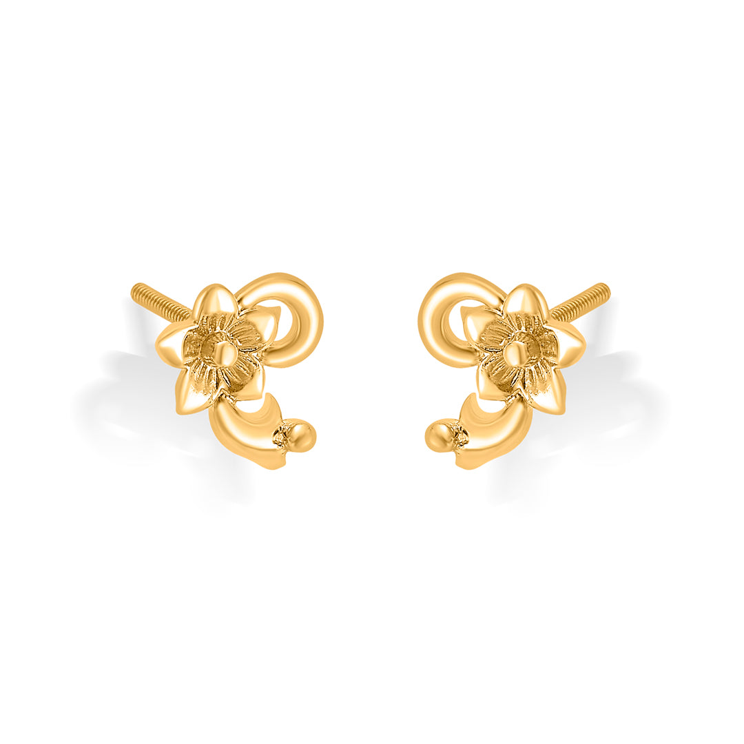 floral 22 karat (916) yellow gold stud earring for women