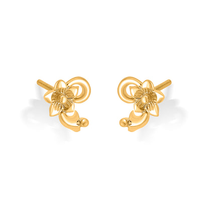 Floral 22 Karat (916) Yellow Gold Stud Earring For Women